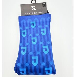 Strideline Blue Monogram P Print Crew Socks Mens ML Womens 9.5-13.5 New